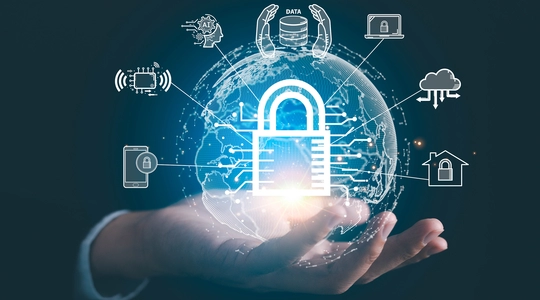 Network security system. Personal Data information on Tablet. Information and cyber security Technology Services. Internet Technology.