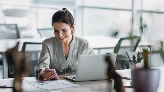 looking at mobile phone