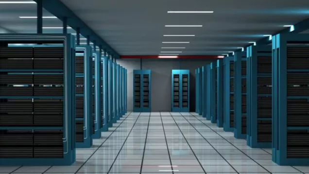 Rows of computer servers