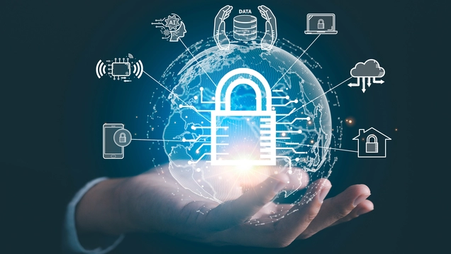 Network security system. Personal Data information on Tablet. Information and cyber security Technology Services. Internet Technology.